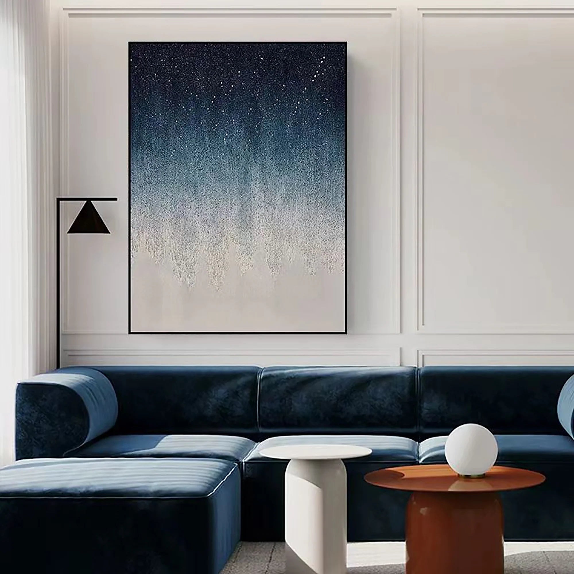 Blue Starry Sky Abstract Oil Painting, Hand-painted #MZ356