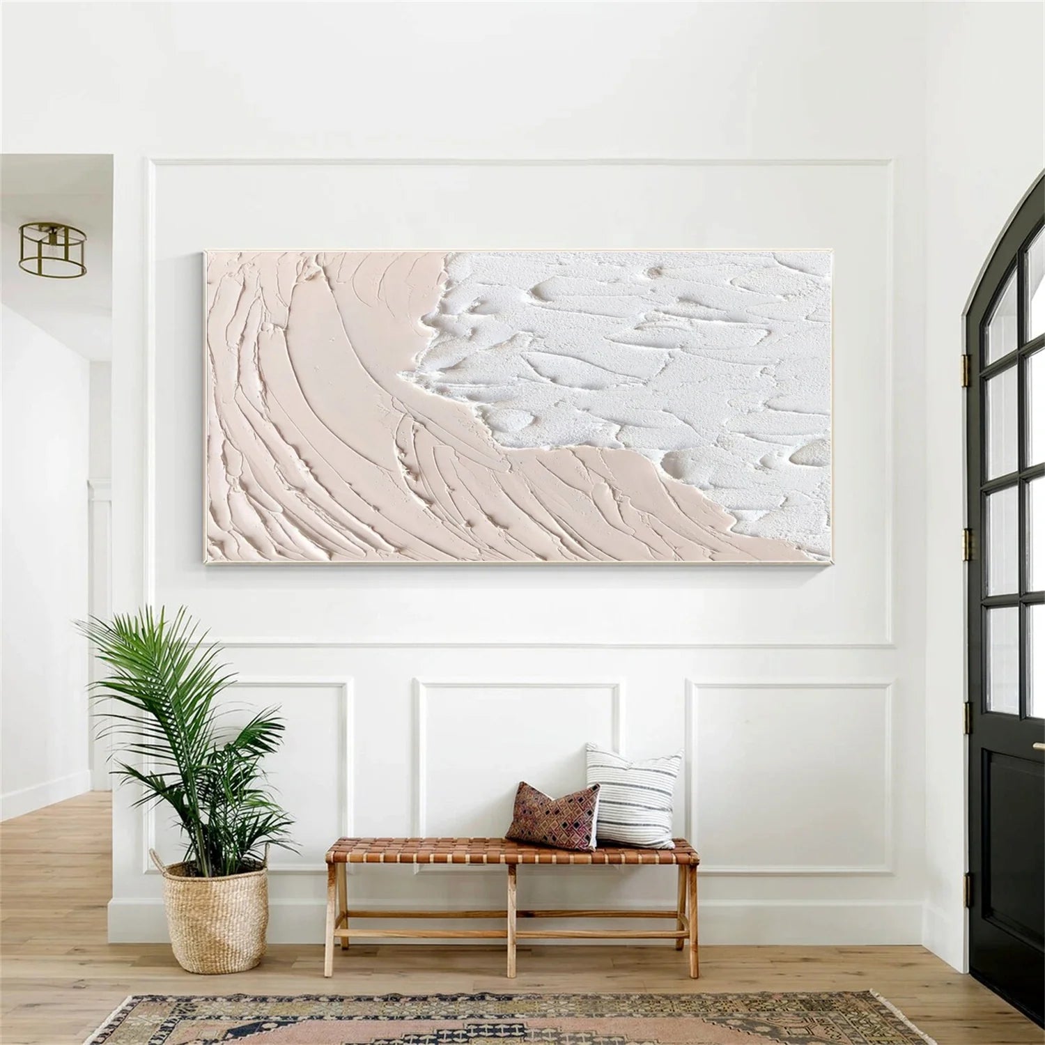 White and Beige Minimalistic Textured Art #MD233
