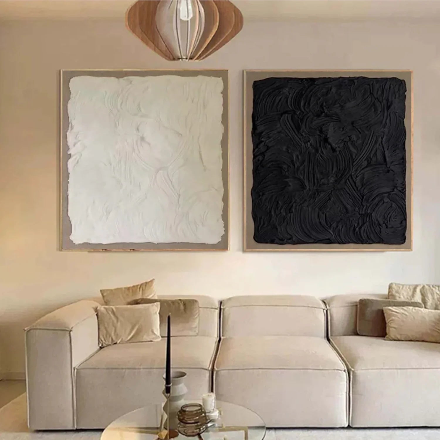 Black and White Minimalist Textured_Canvas Art Set of 2 #MD264