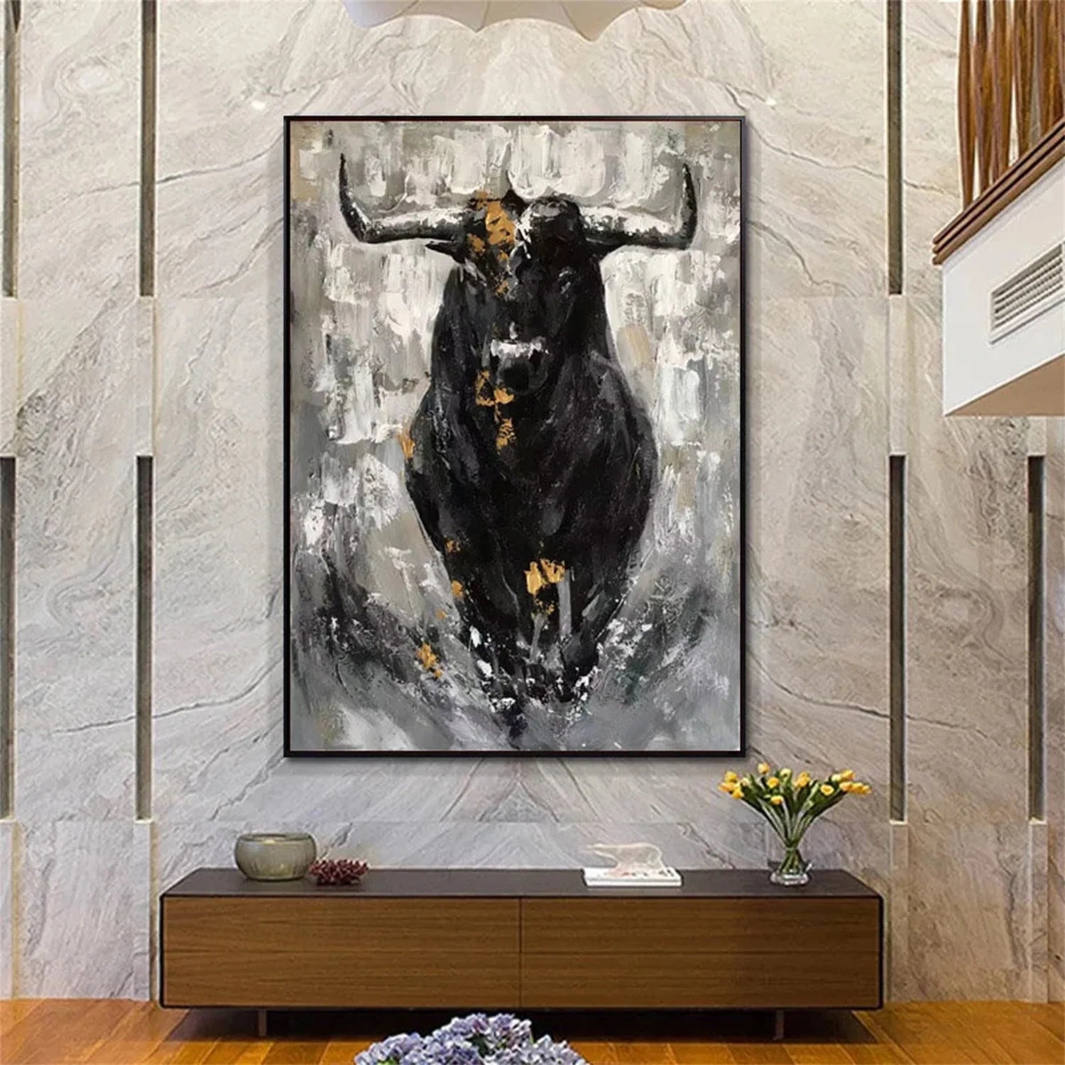 Black and White Abstract Animal Wall Art #AM058