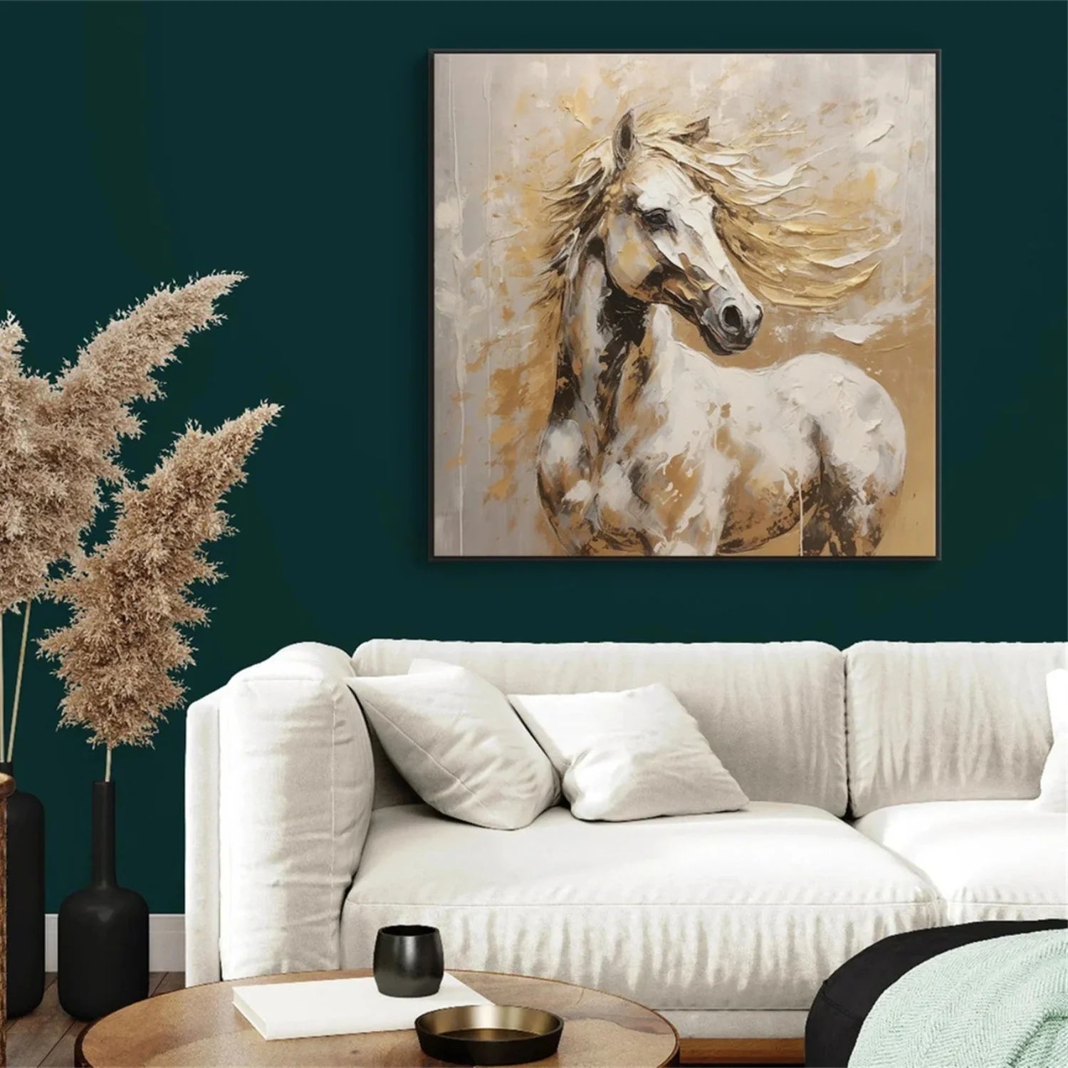 Beige and Brown Horse Abstract Animal Wall Art #AM075