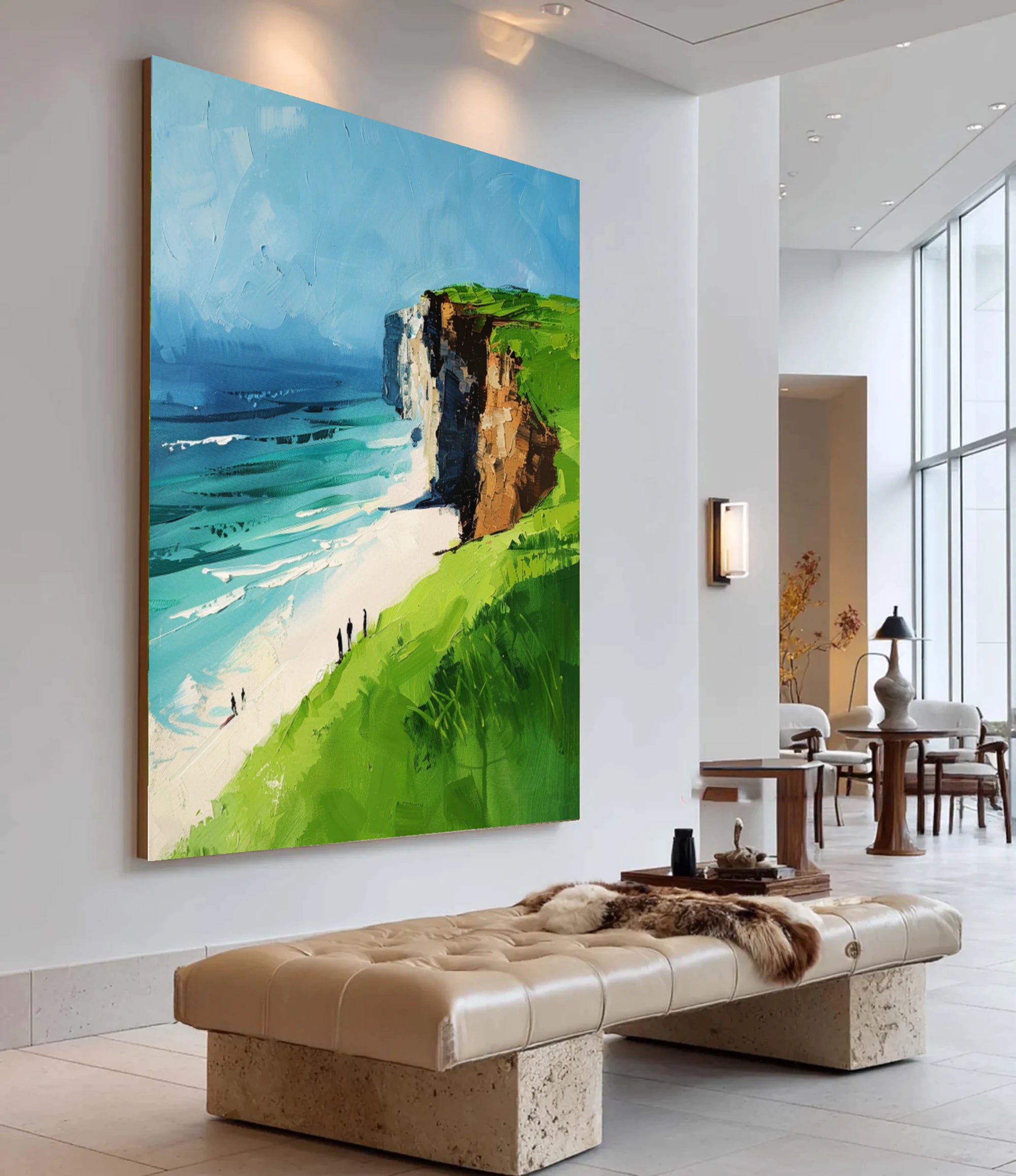 Cliffside Beach Abstract Oil Painting #SK616