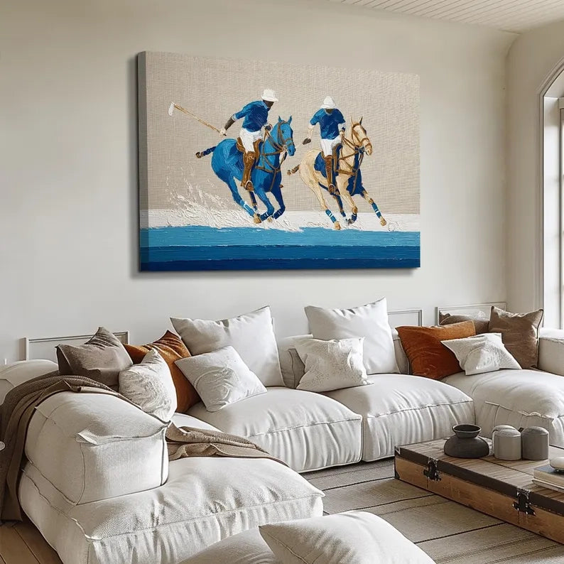 Textured Polo Player Horse Art Print #MD227
