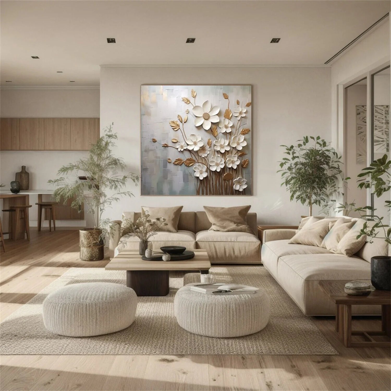 Flower & Tree Abstract Textured Wall Art #FT042