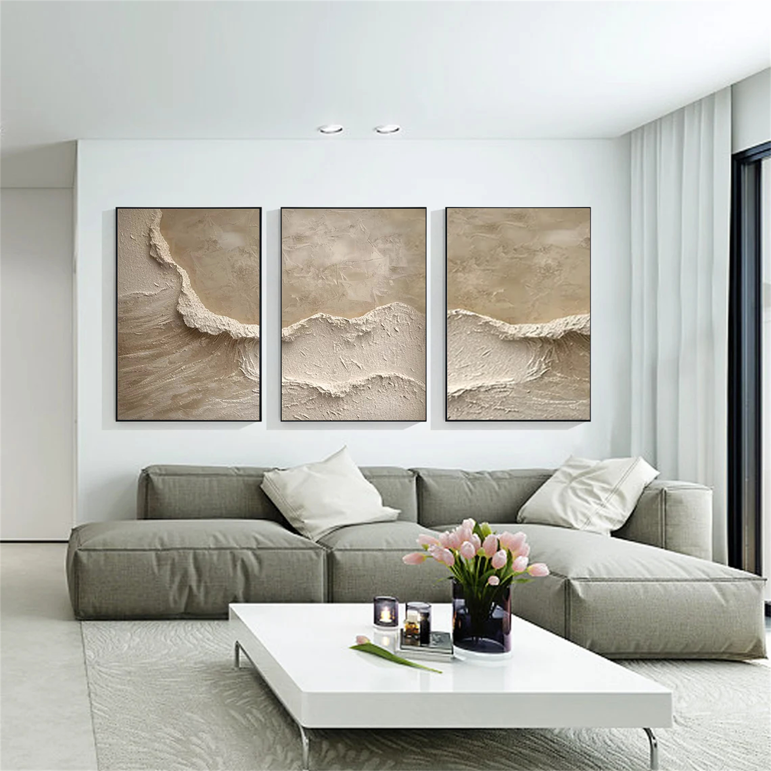 Minimalist Textured_Canvas Art Set of 3 #MD257