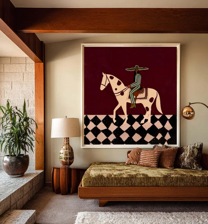 Modern Boho Cowboy Horse Art Print #MD226