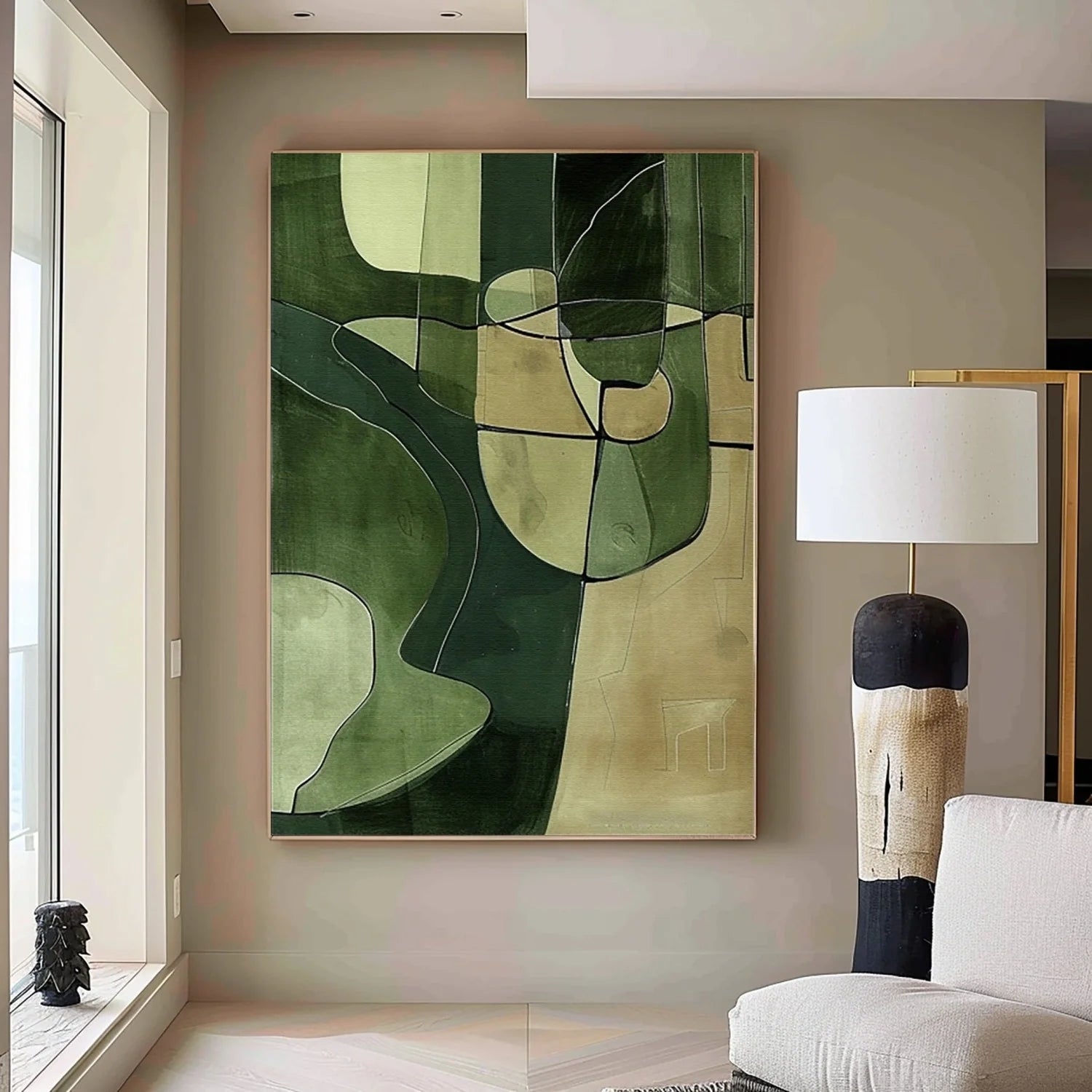 Green Abstract Art Painting #WA452