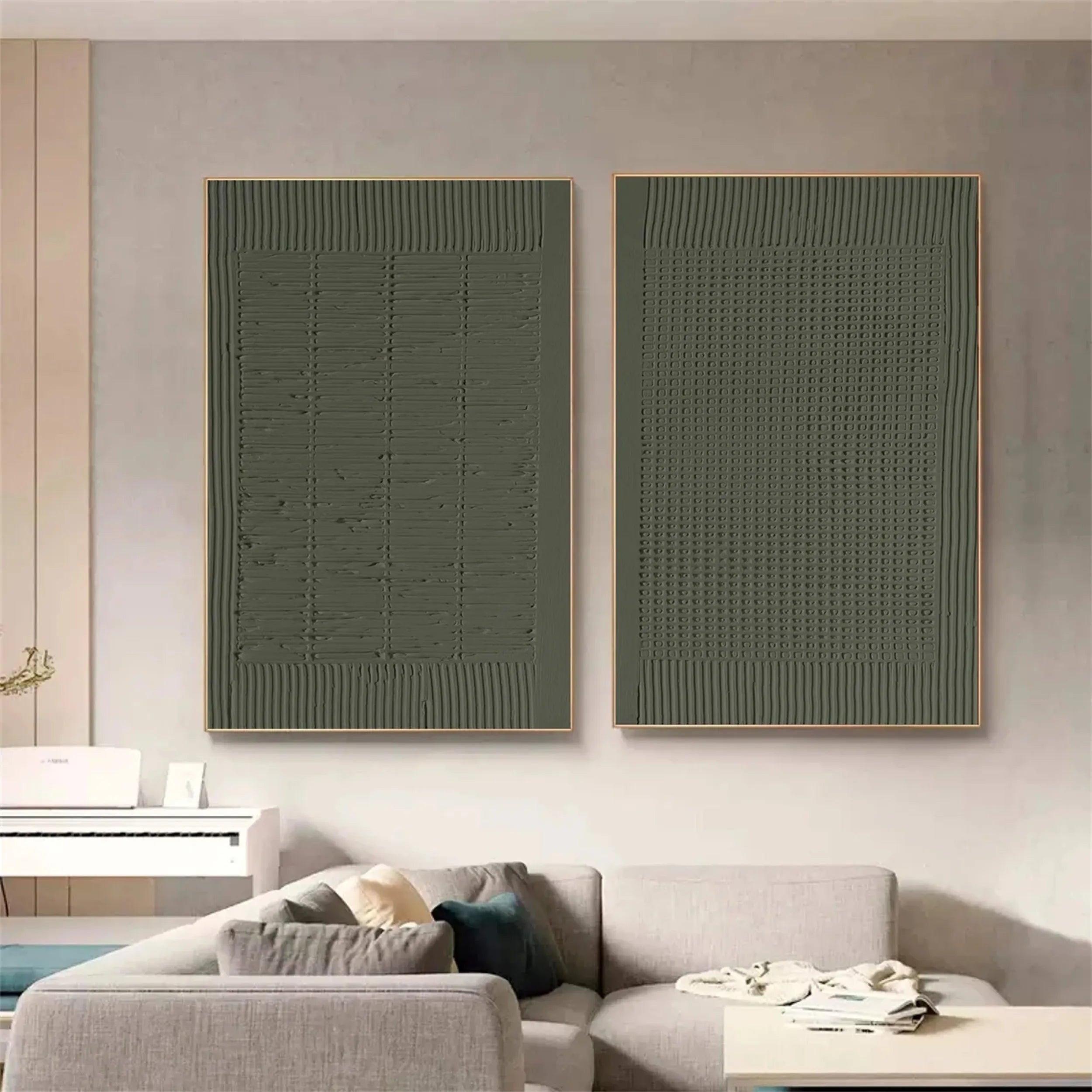Green Texture Art Set of 2 #GT015