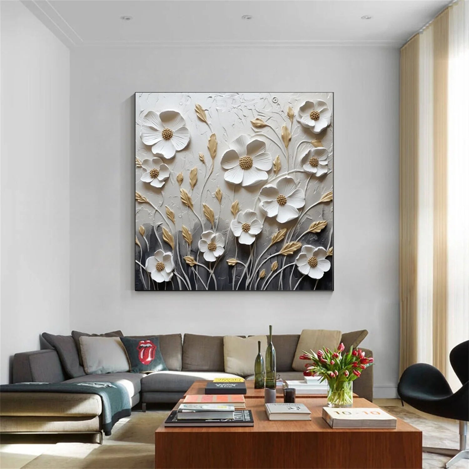 Flower & Tree Abstract Textured Wall Art #FT043
