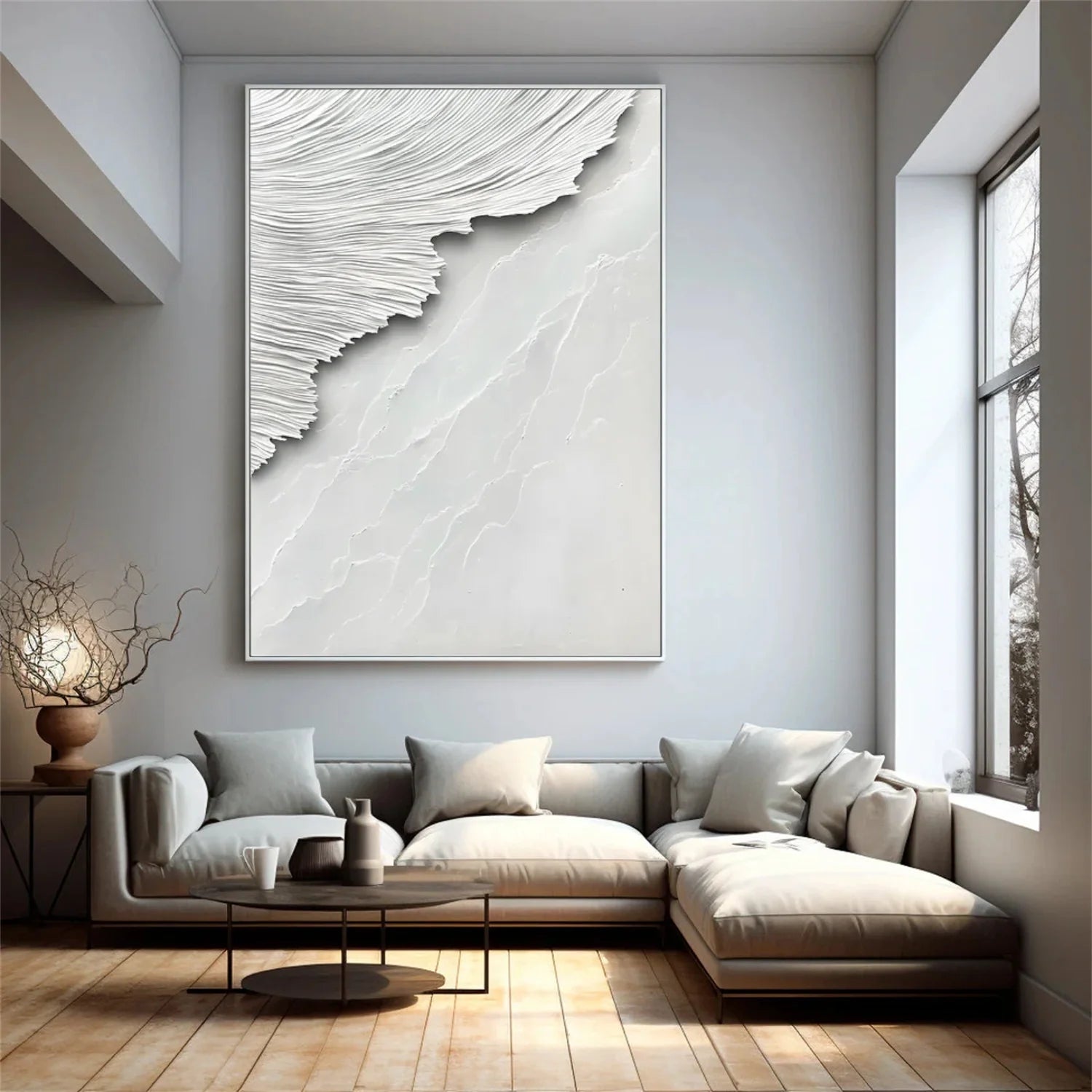 White Minimalist_Textured_Canvas Art #MD268