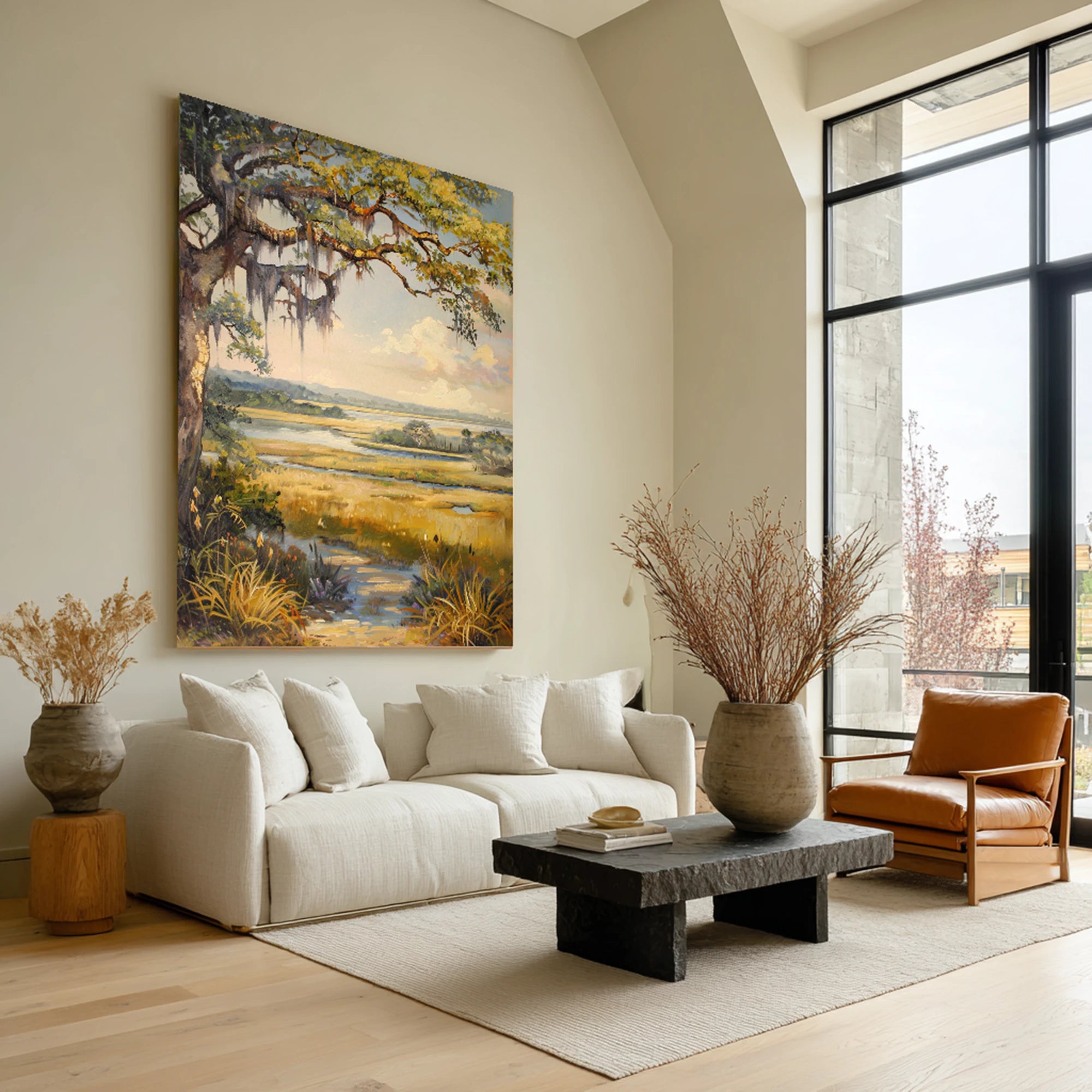 Original Hand-Painted Southern Oak Landscape Oil Painting #FJ636