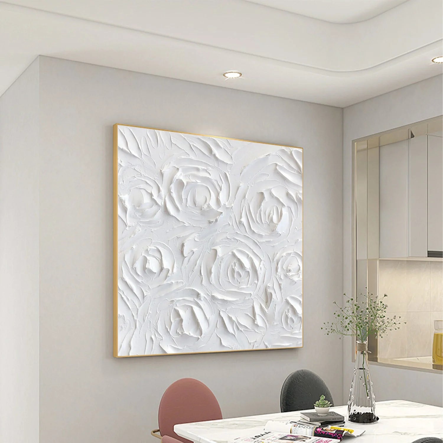 White Minimalistic Textured Art #MD235