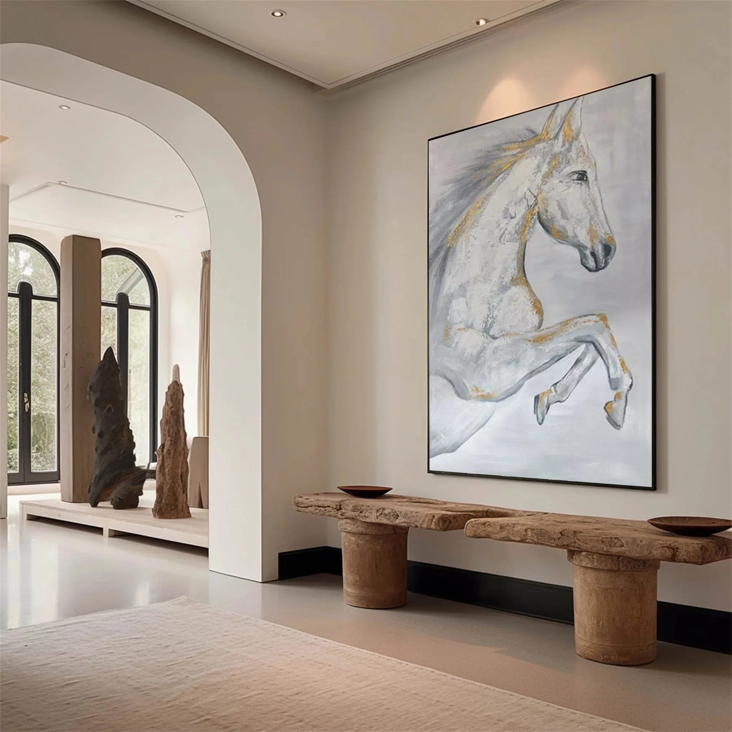 White Horse Abstract Animal Wall Art #AM011
