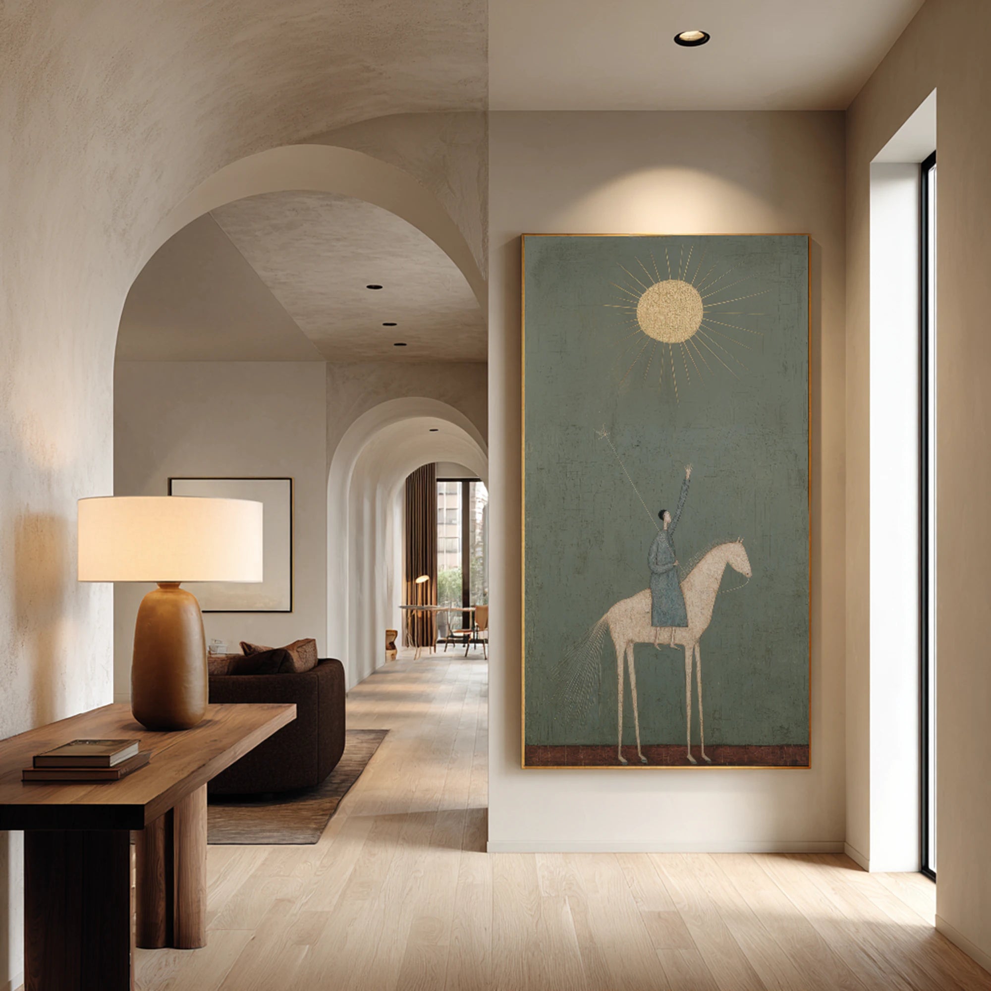 Hand-painted Abstract Sun Rider Wall Art #WA540