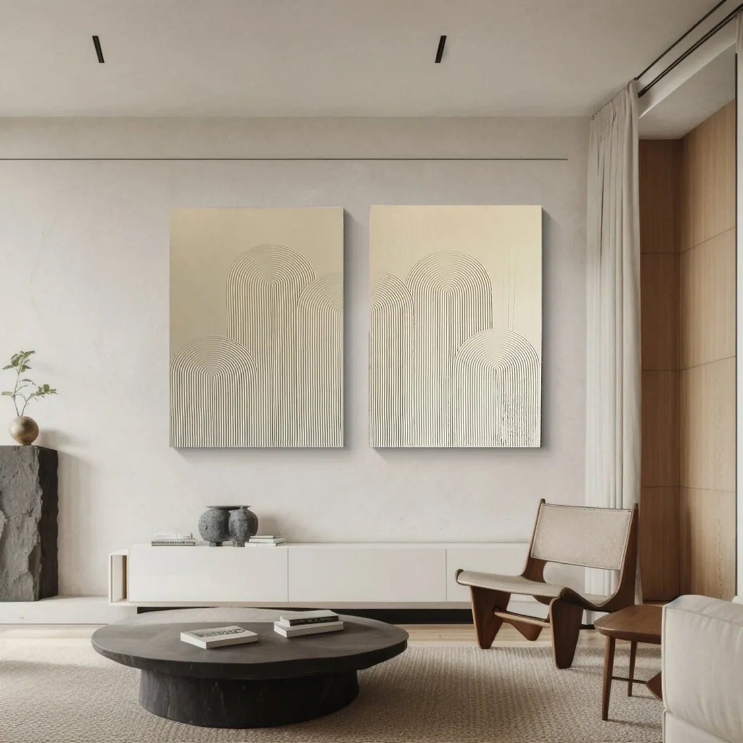 Beige Minimalist Textured Art Set of 2 #MD202