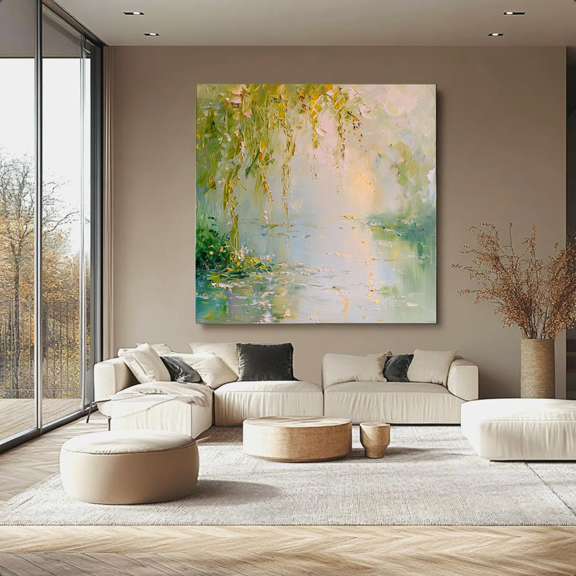 Impressionist Pond Landscape Wall Art #FT339