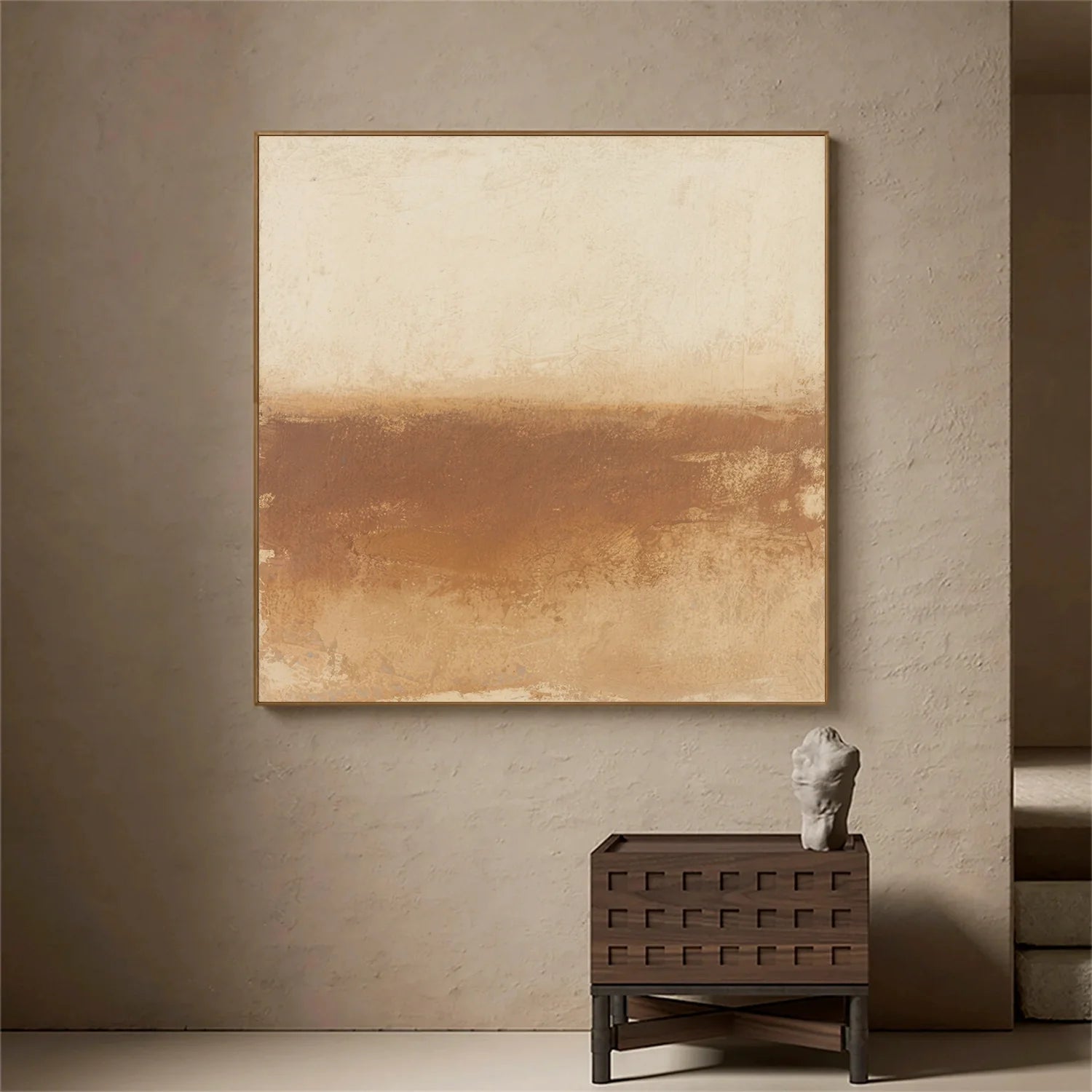Beige and Brown Abstract_Canvas Art #WA763