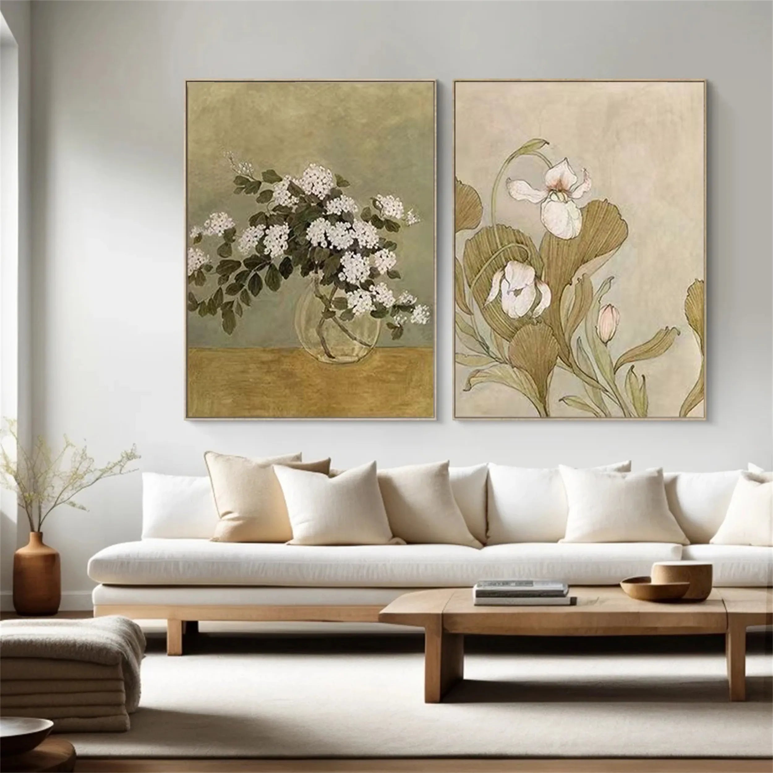 Colorful Flower & Tree Abstract  Wall Art Set of 2 #FT021