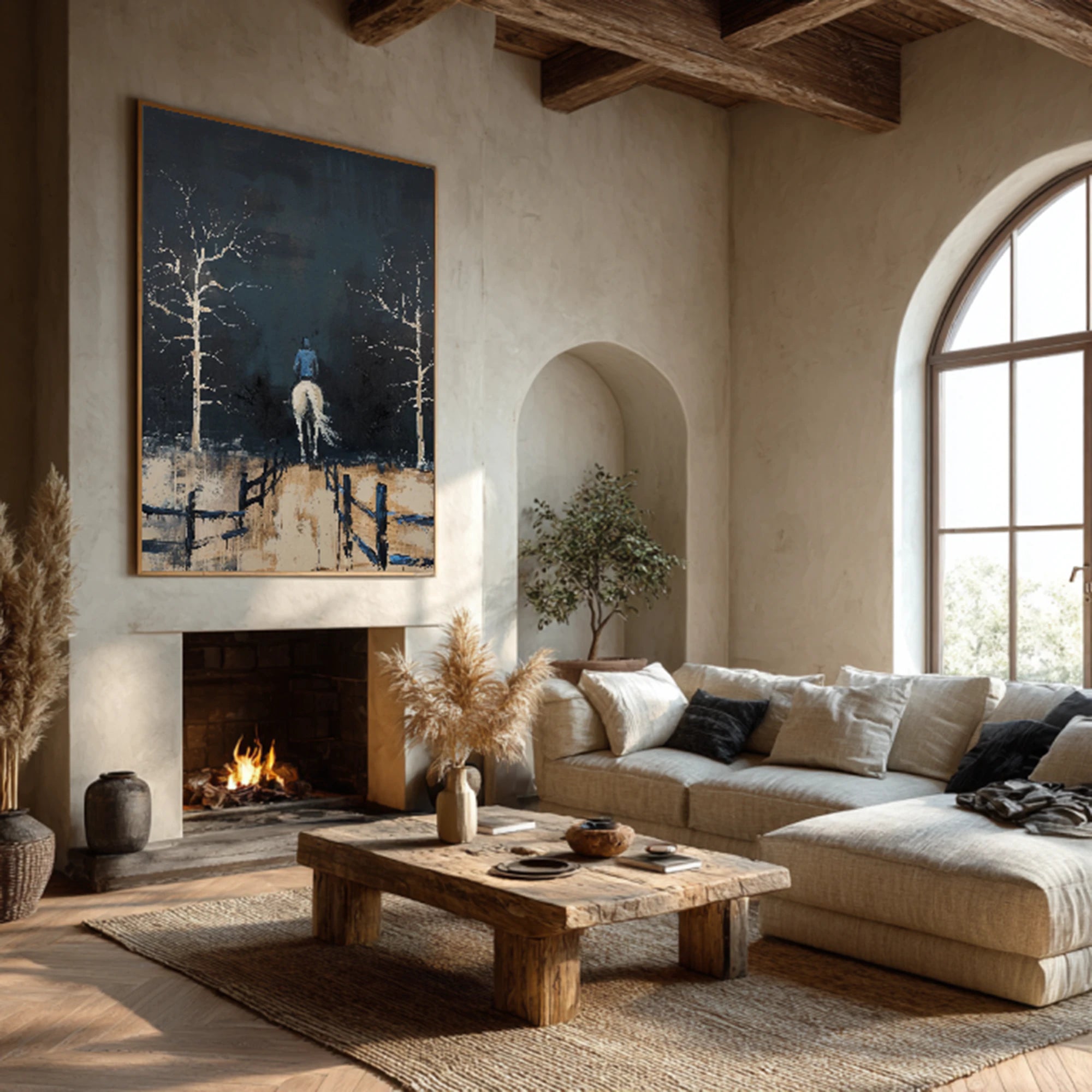 Hand-painted Abstract Equestrian Landscape Oil Painting #WA515