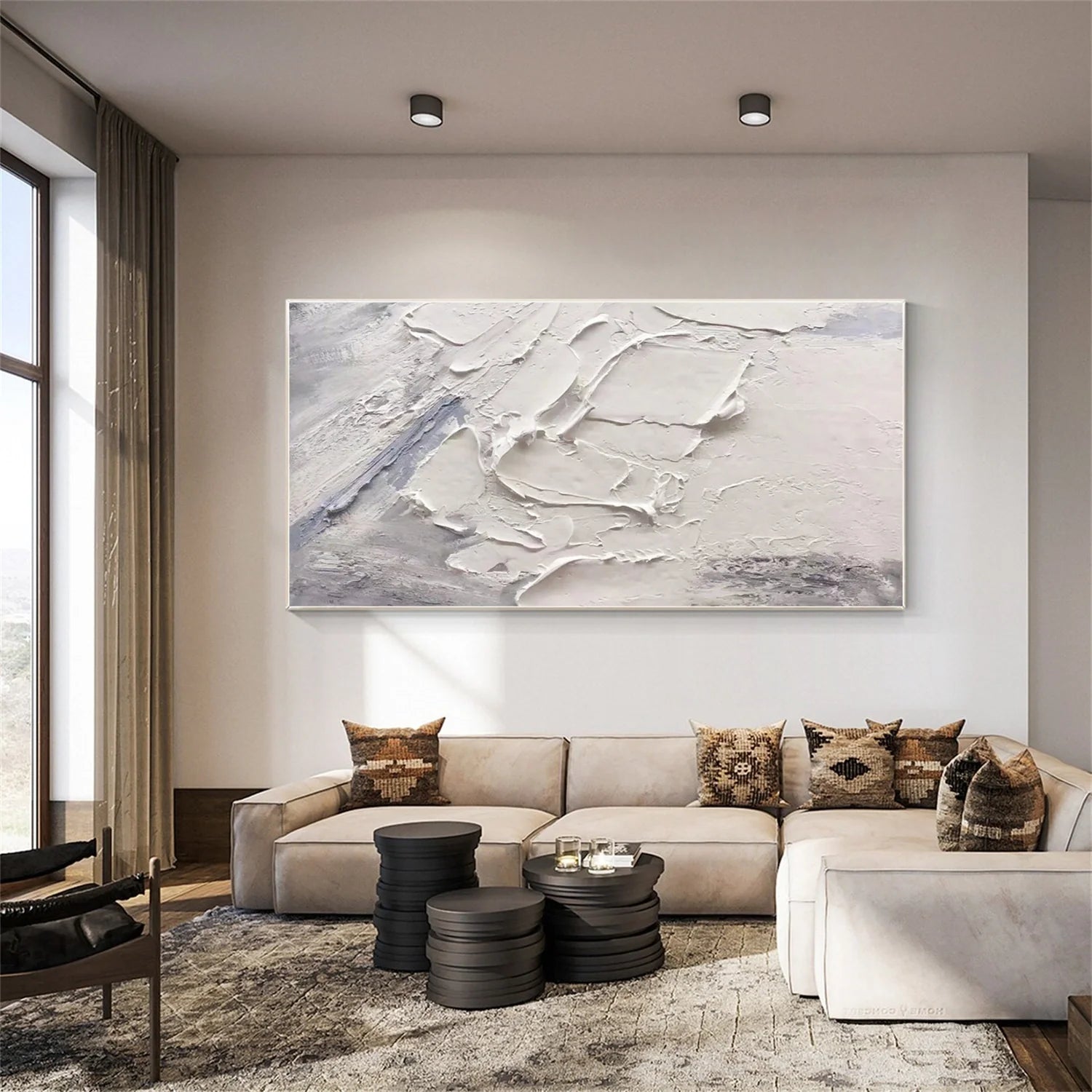 White Minimalistic Textured Art #MD232