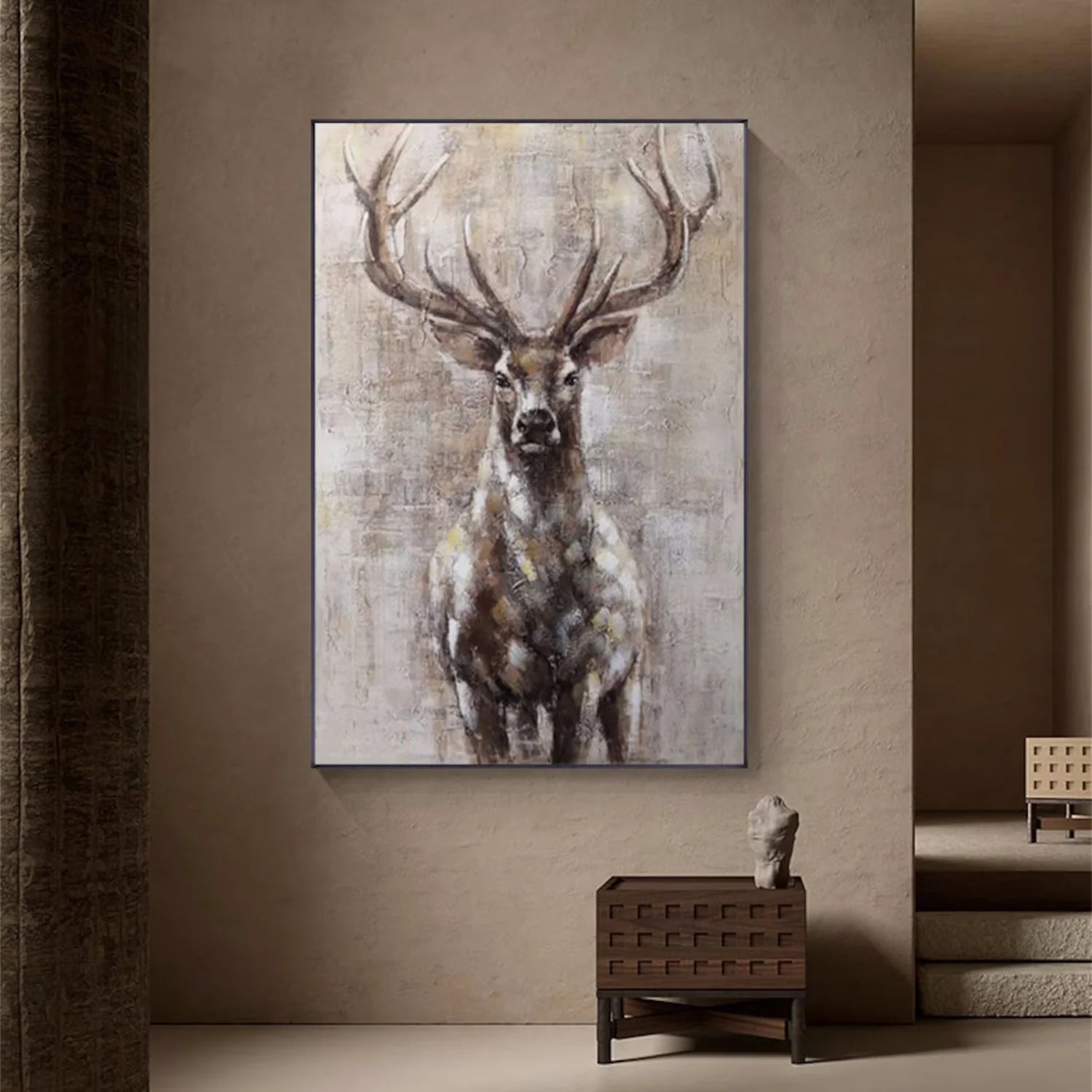 Beige and Brown Abstract Animal Wall Art #AM069
