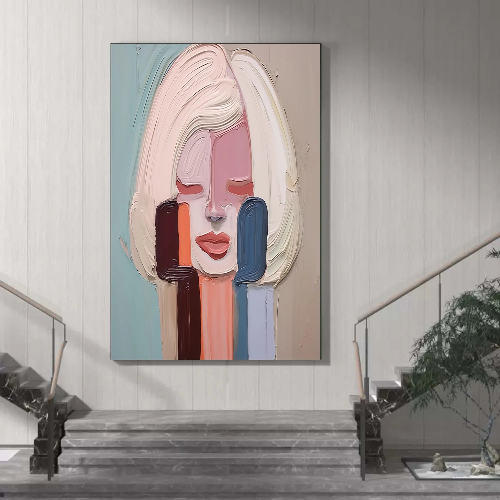 Hand-Painted Abstract Portrait Oil Painting #AB133