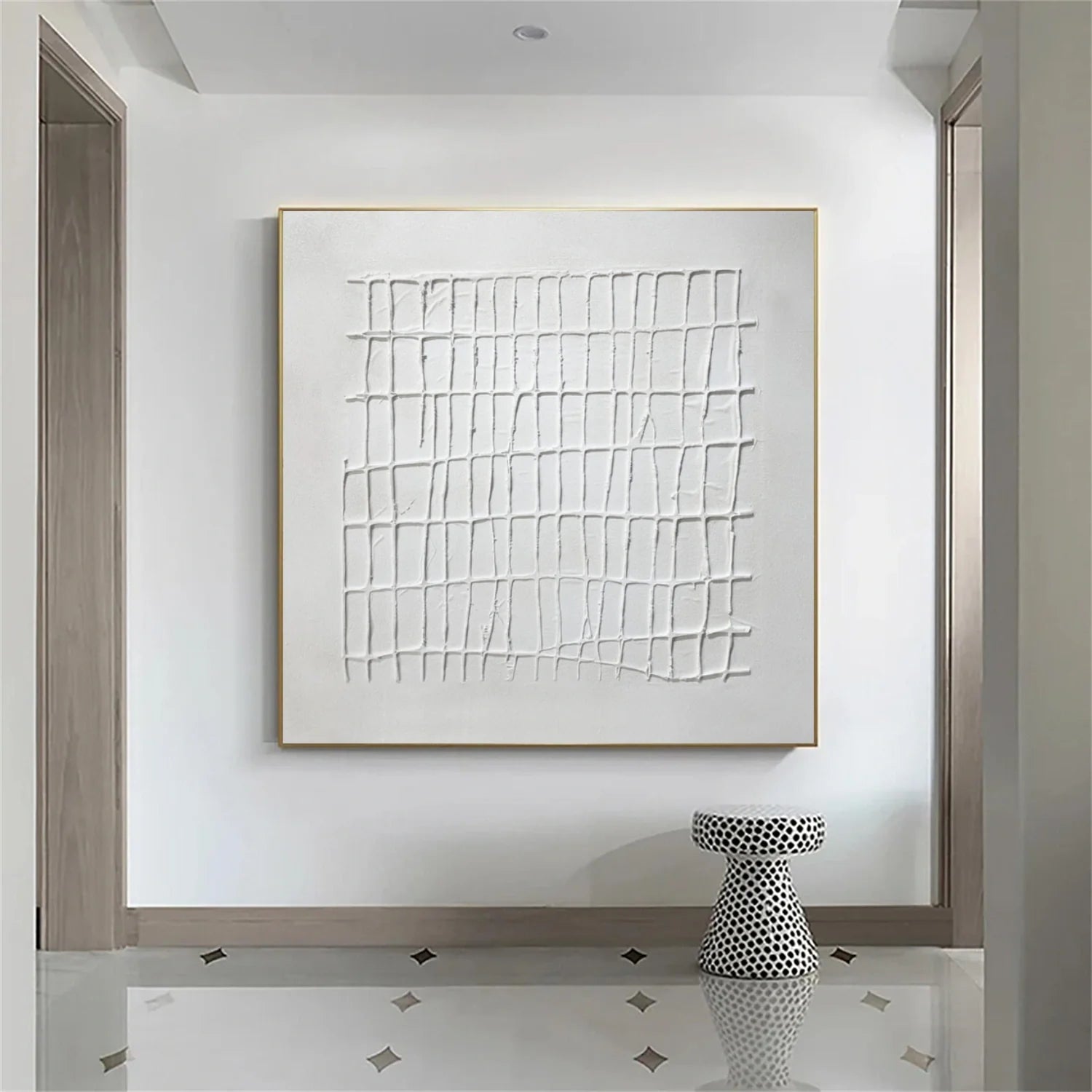 White Minimalist_Textured_Canvas Art #MD288