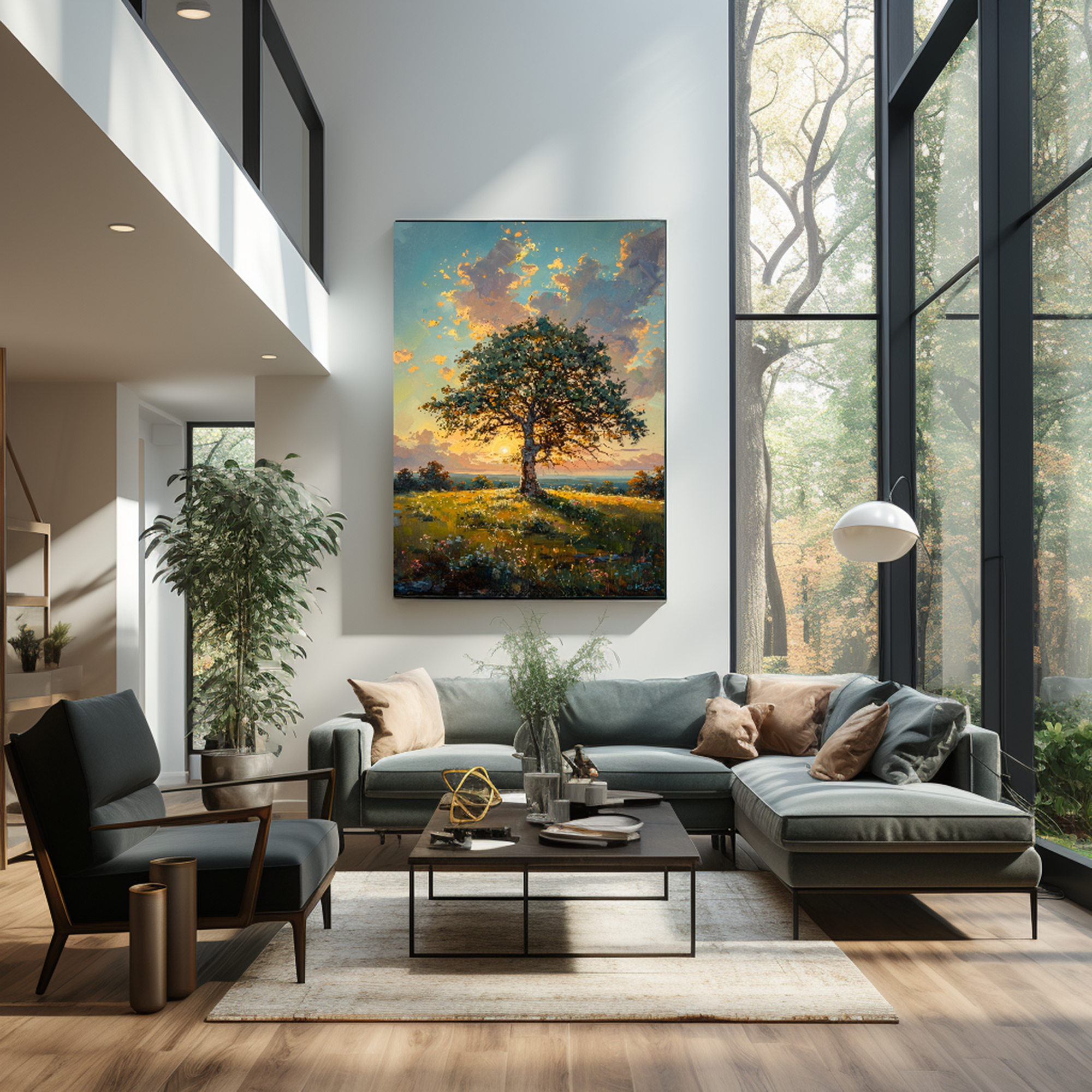 Sunset Tree Impasto Oil Painting #FT210