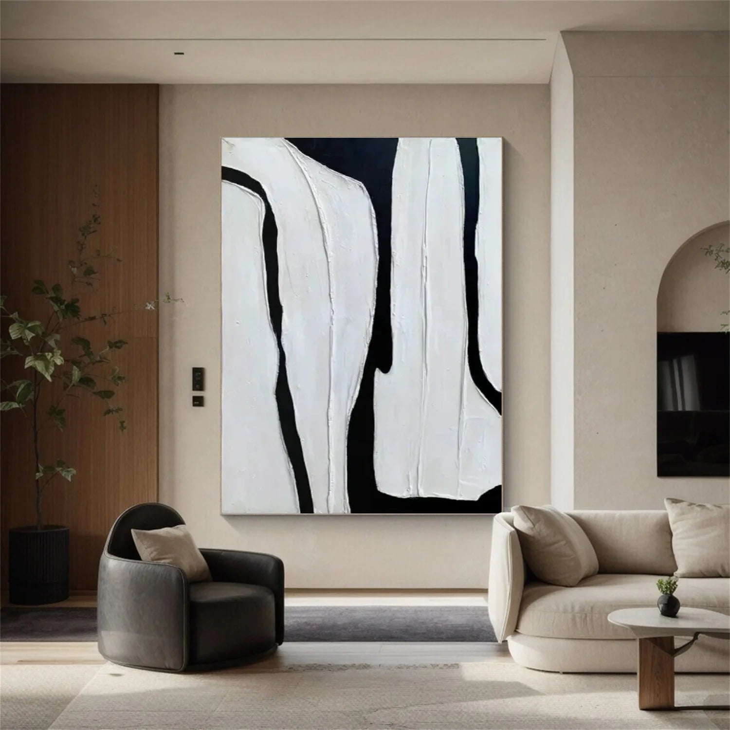 Black and White Minimalist_Textured Canvas Art #MZ114