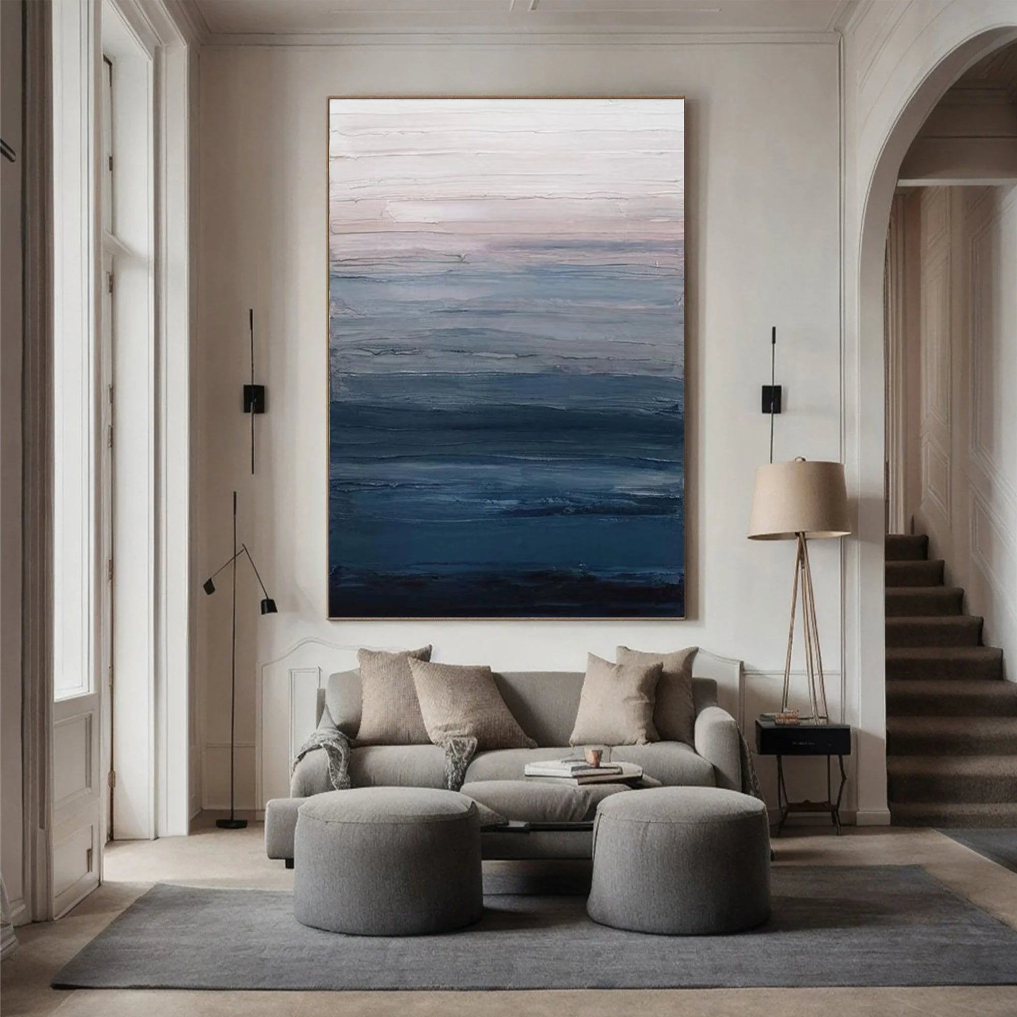 Original Blue Ocean Abstract Oil Painting #MZ354