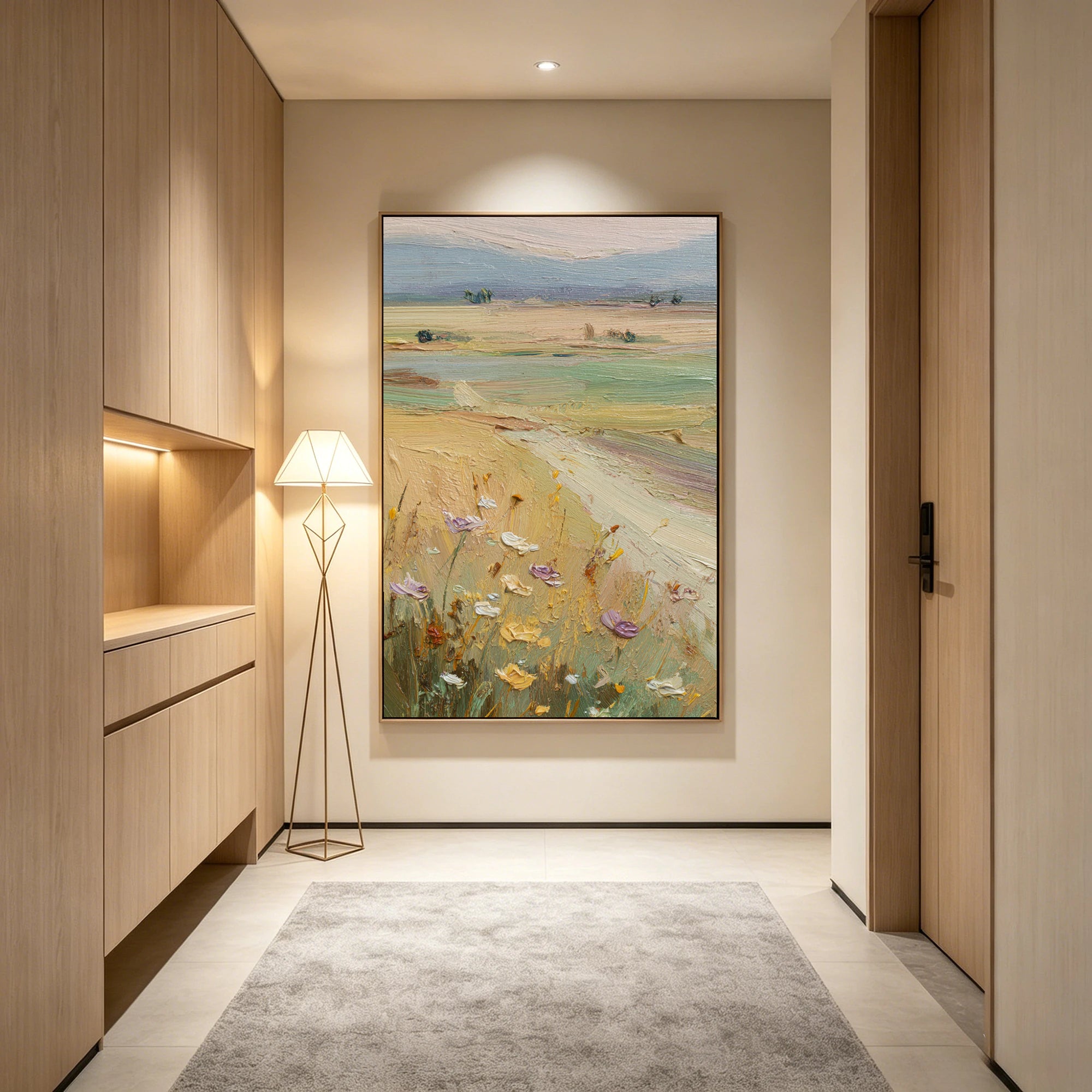 Wildflower Meadow Landscape Oil Painting, Hand-Painted #FT619