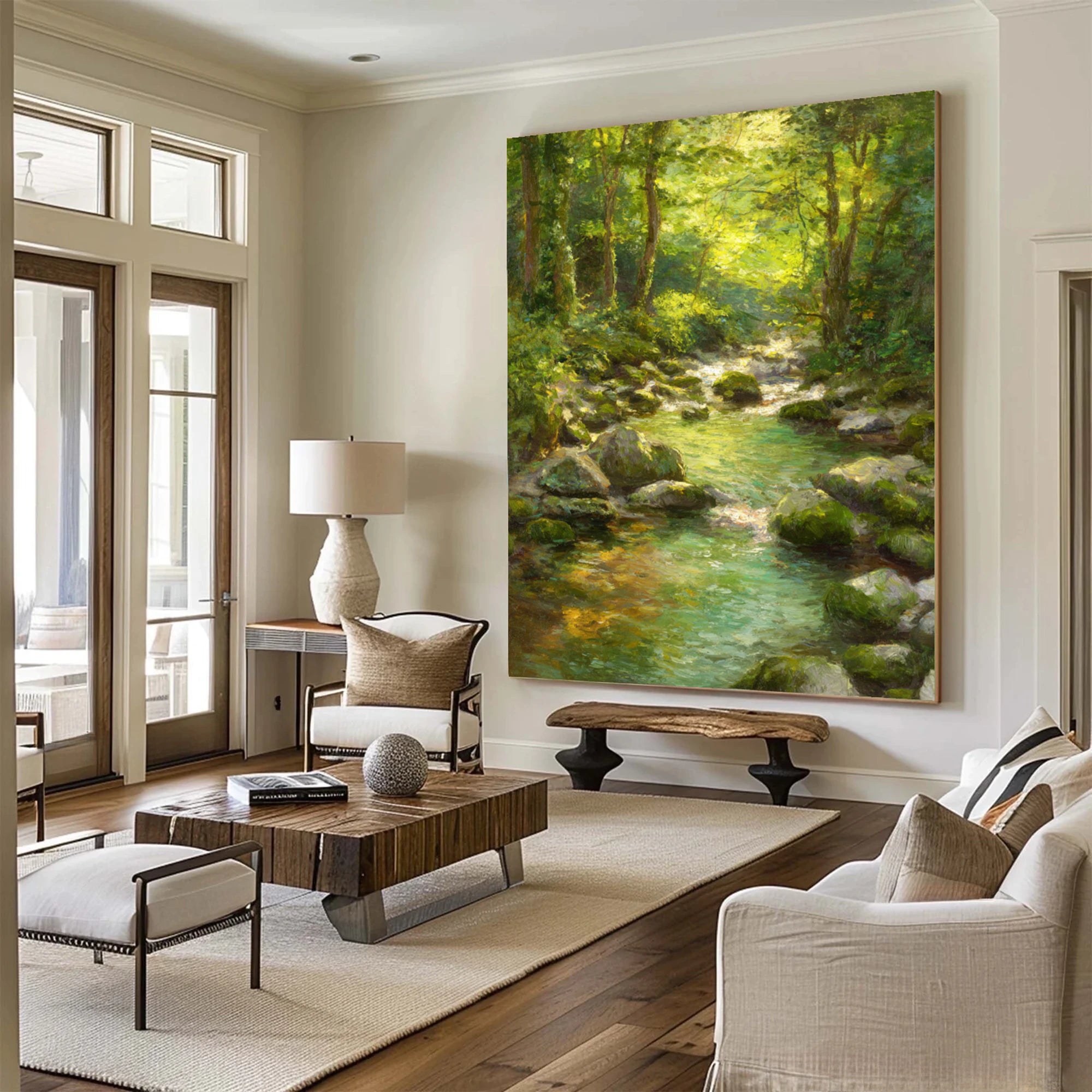 Forest Stream Hand-Painted Oil Painting #FJ598