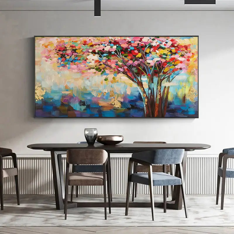 Colorful Flower & Tree Abstract  Wall Art #FT001