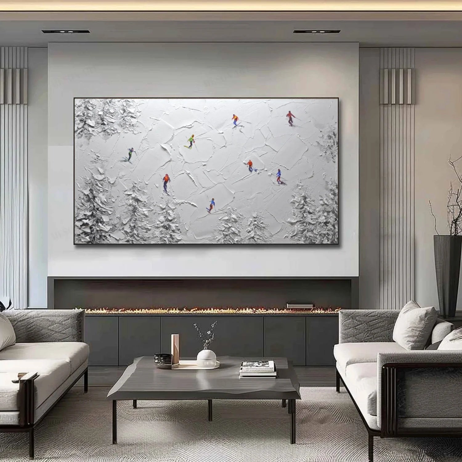 Skiing Sport_Textured Wall Art #AS047