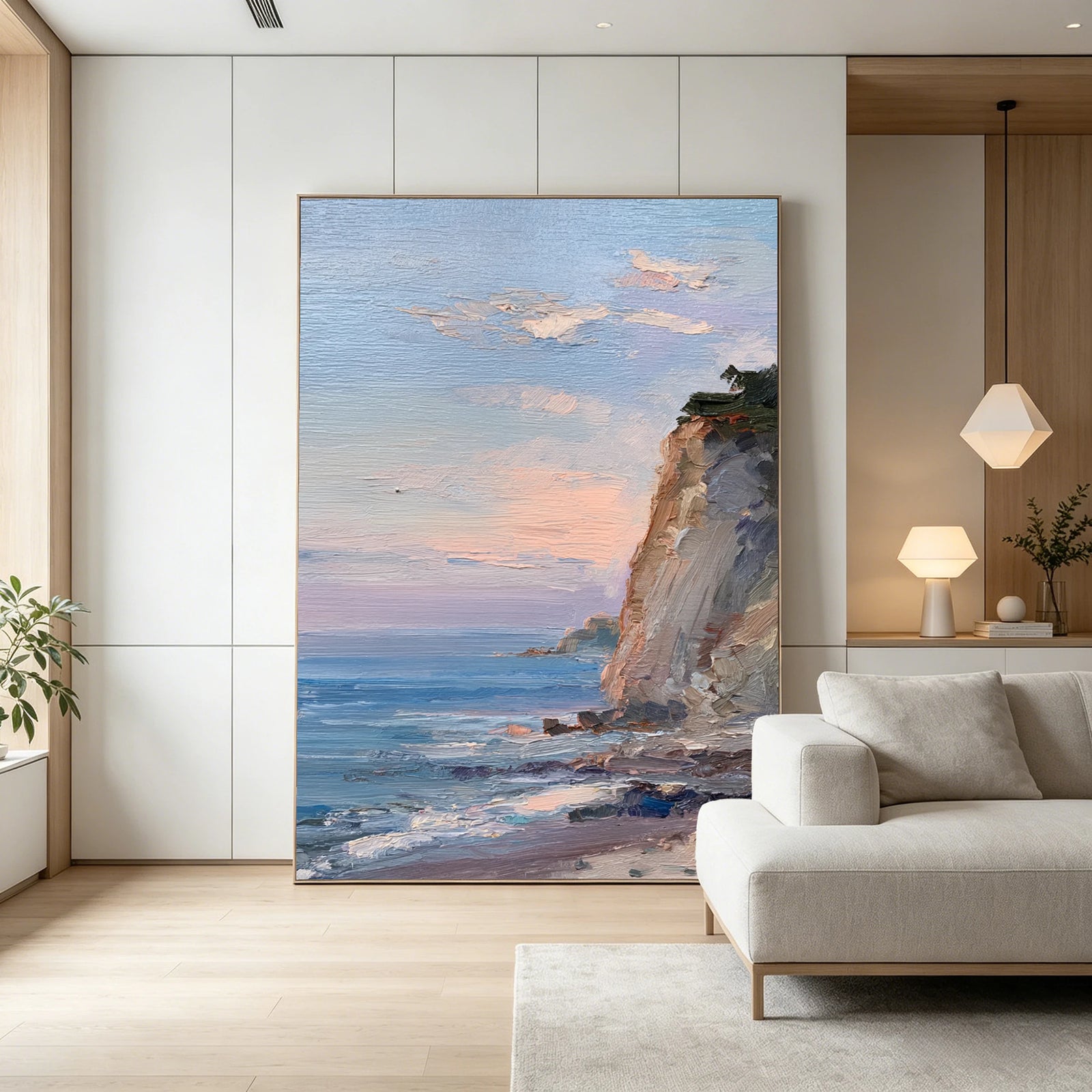 Hand-Painted Coastal Cliff Oil Painting #SK647