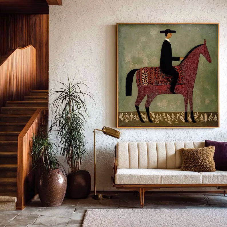 Vintage Boho Rider & Horse Art Print#MD227