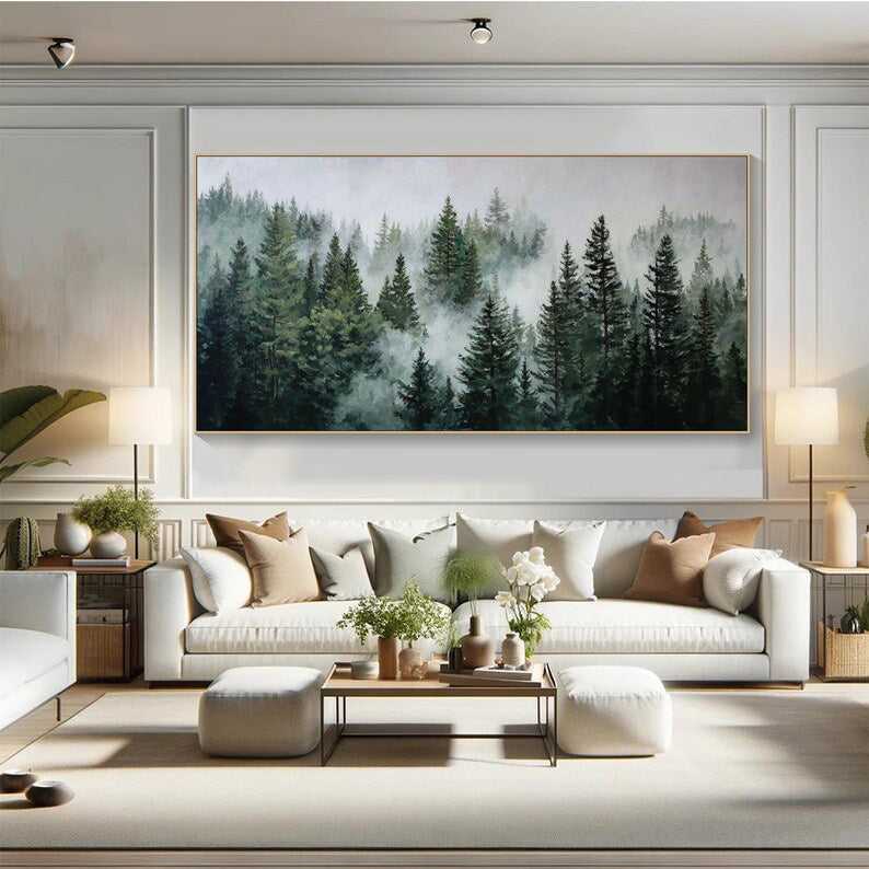 Misty Forest Pine Tree Wall Art #FT113