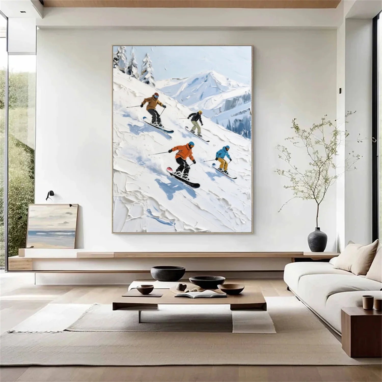 Skiing Sport Textured_Wall Art #AS059
