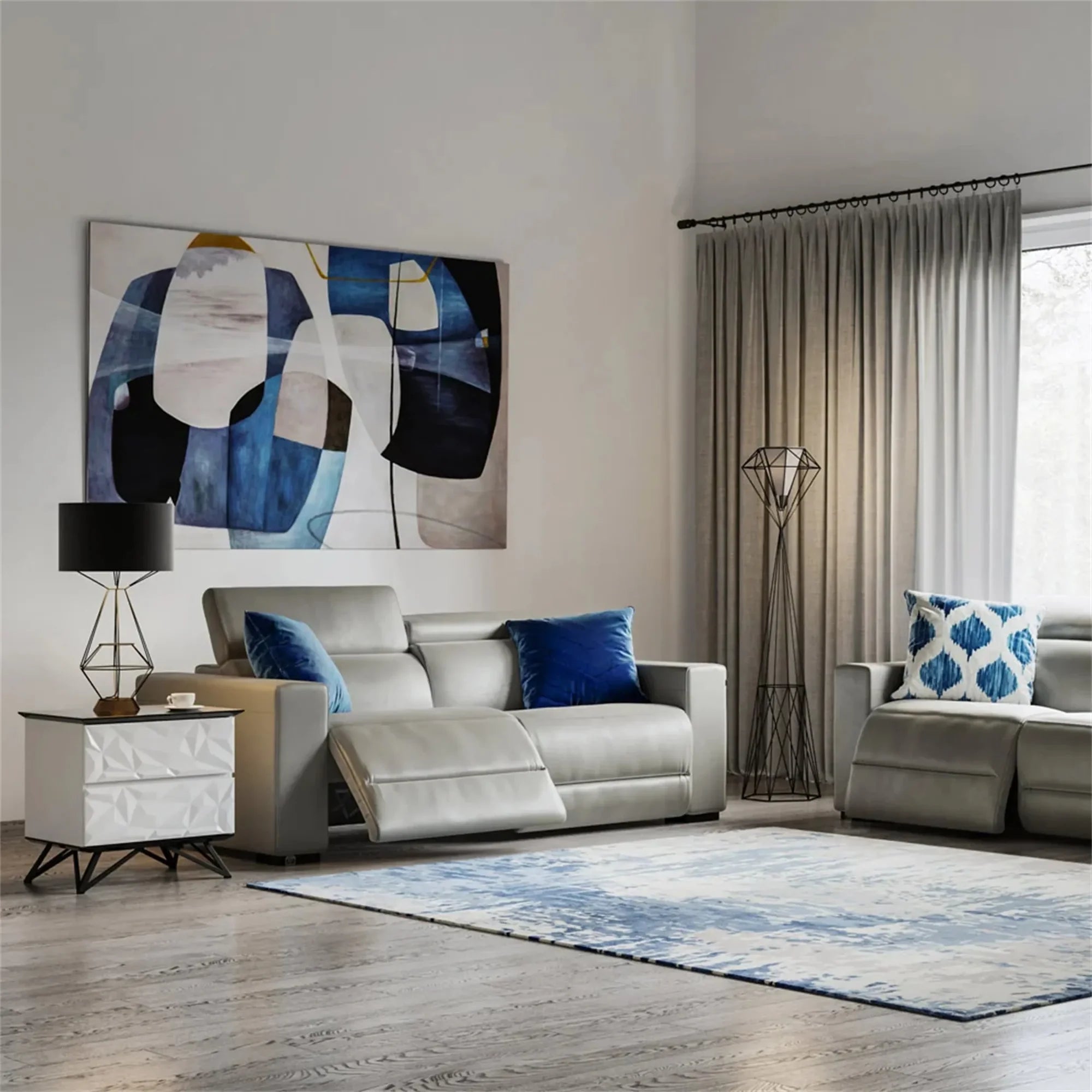 Neutral Style Soft Geometric Abstract Oil Painting #WA107