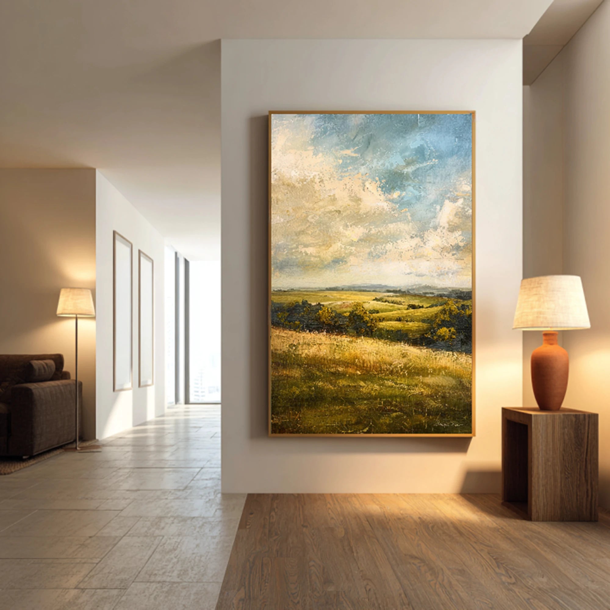 Hand-Painted Countryside Landscape Oil Painting #FJ666