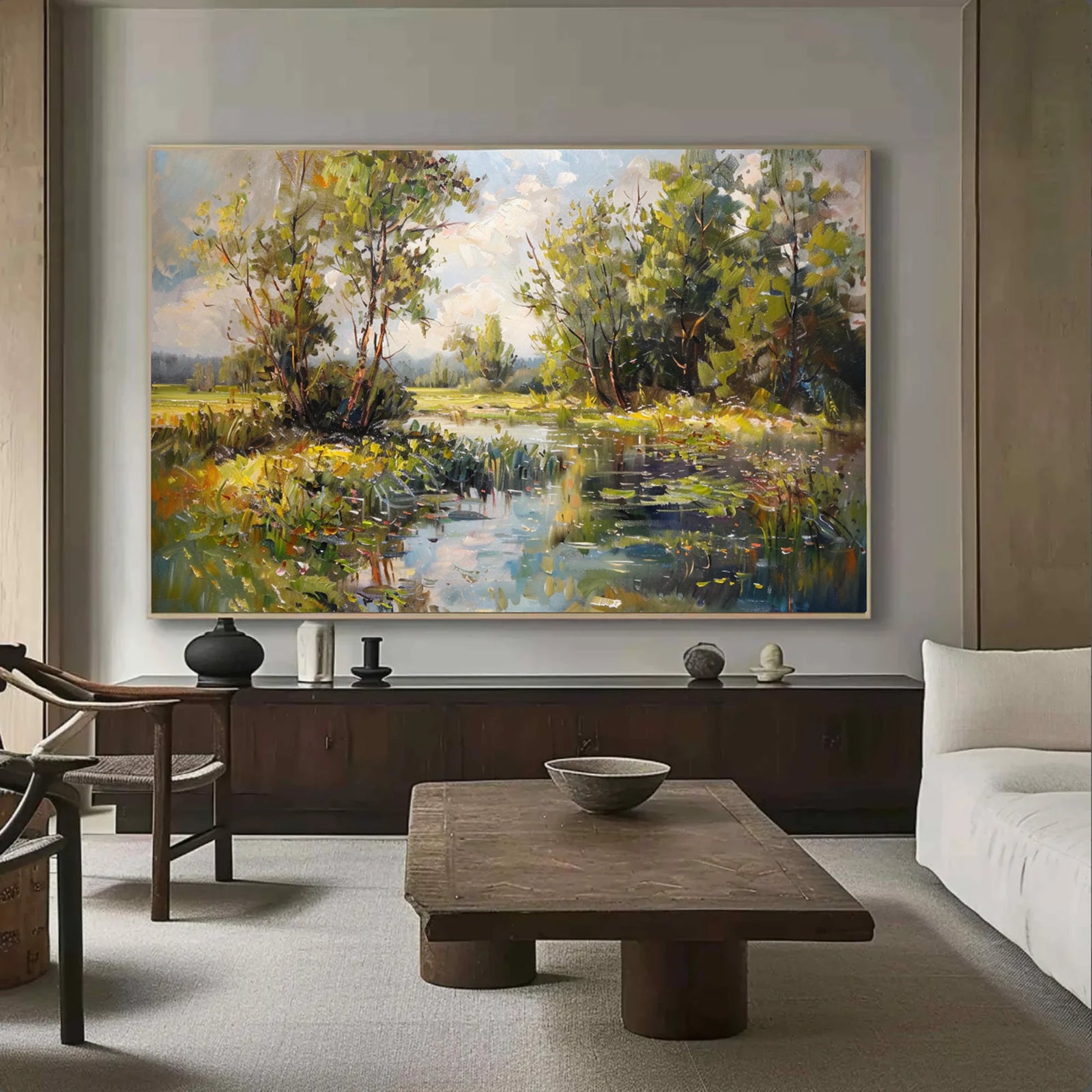 Impressionist River Landscape Oil Painting #FT581