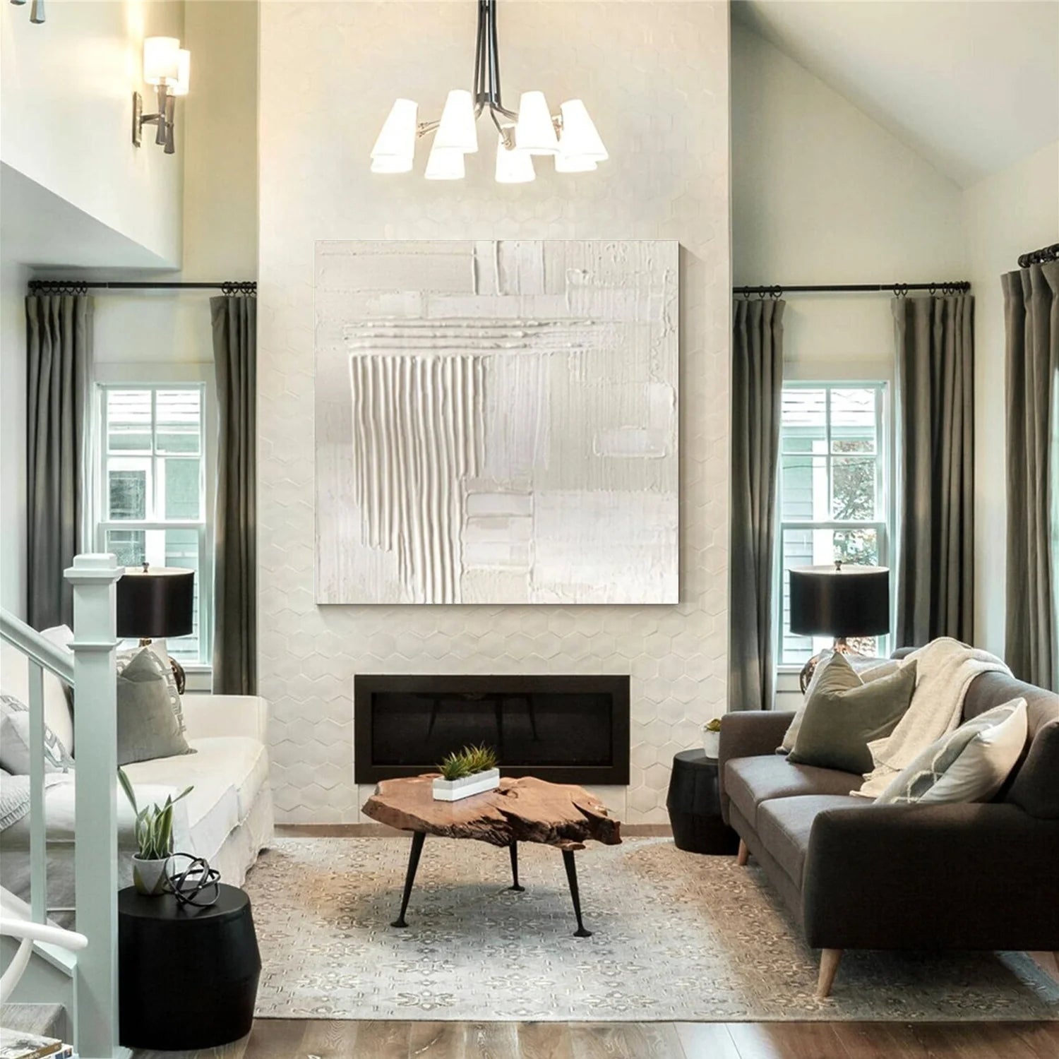 White Minimalistic Textured Art #MD251