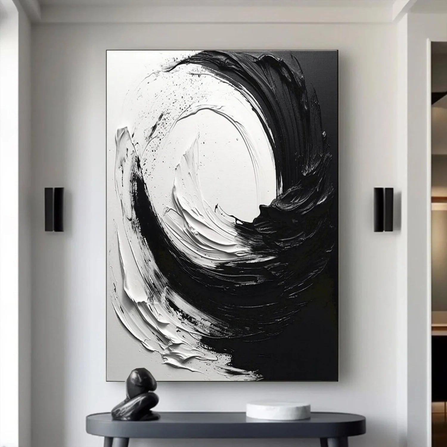White and Black Minimalistic Textured Art #MD213