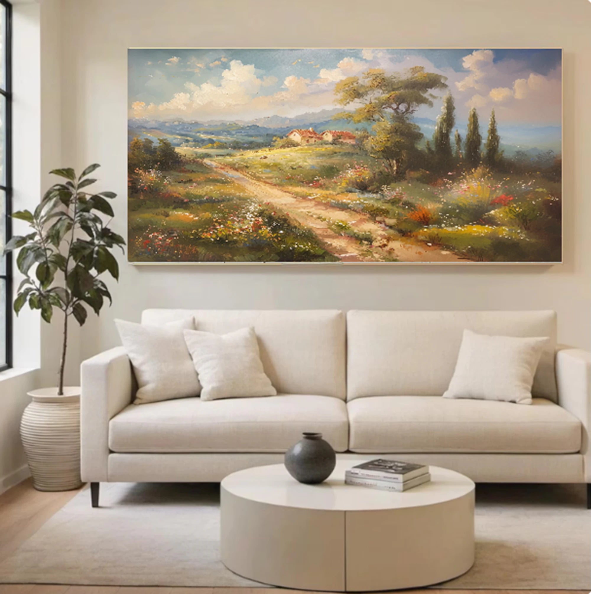 Tuscan Countryside Landscape Oil Painting #FT594