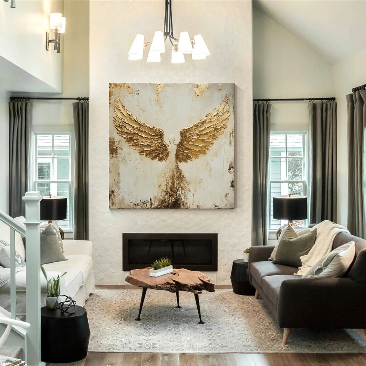 Abstract Angel Wing Textured Painting #AB045