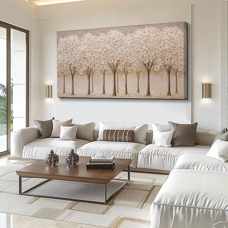 Textured White Blossom Tree Wall Art #FT118