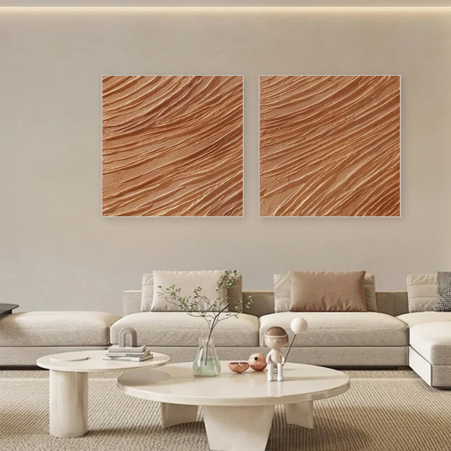 Brown Minimalist_Textured Canvas Art Set of 2 #MZ107