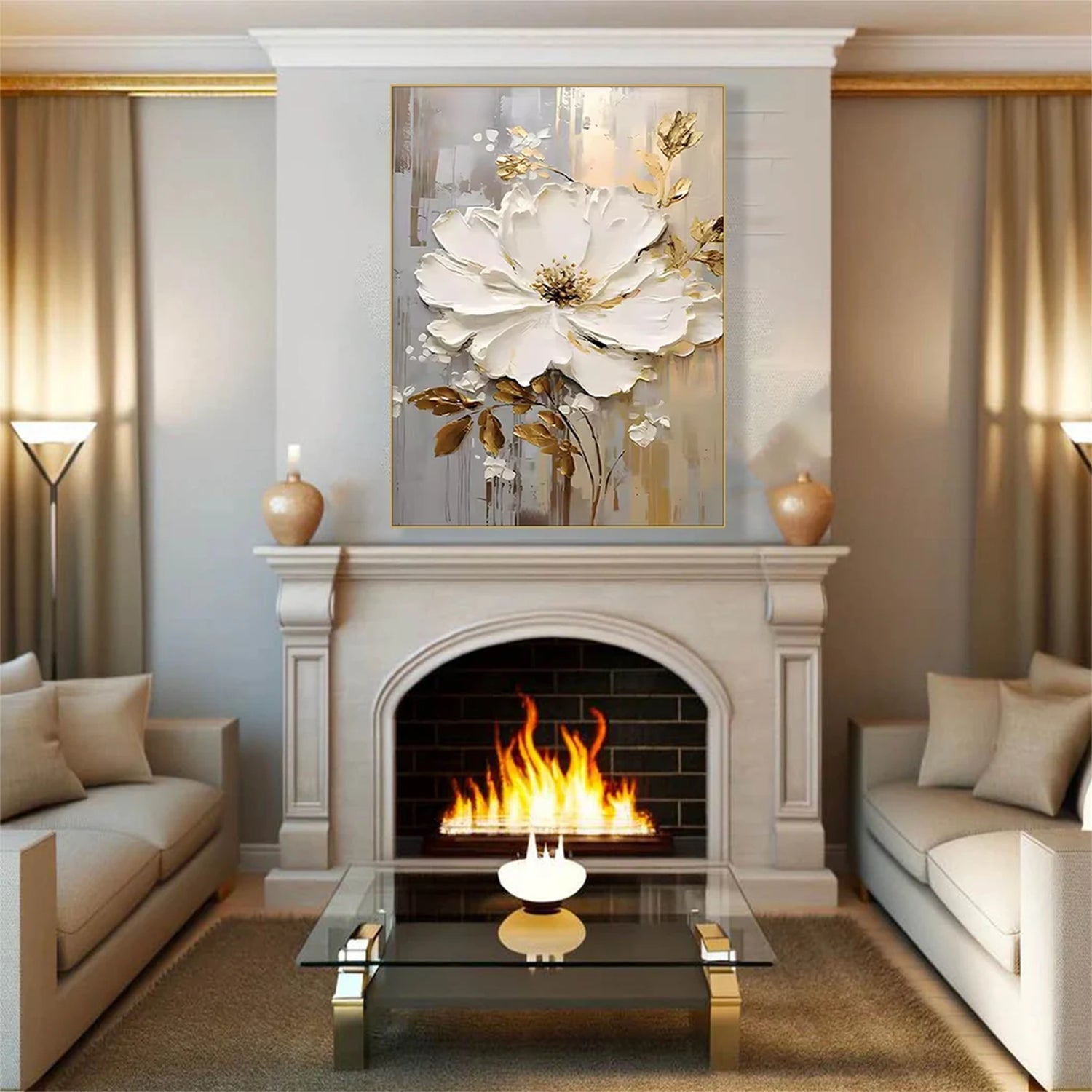 Flower & Tree Abstract Textured Wall Art #FT044