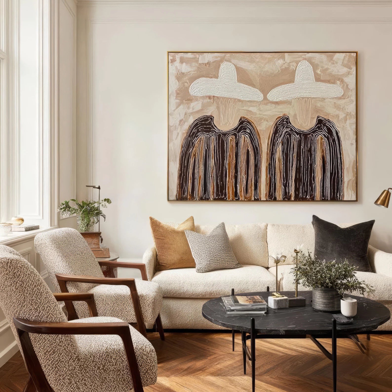 Bohemian Neutral Duo Painting #AB143