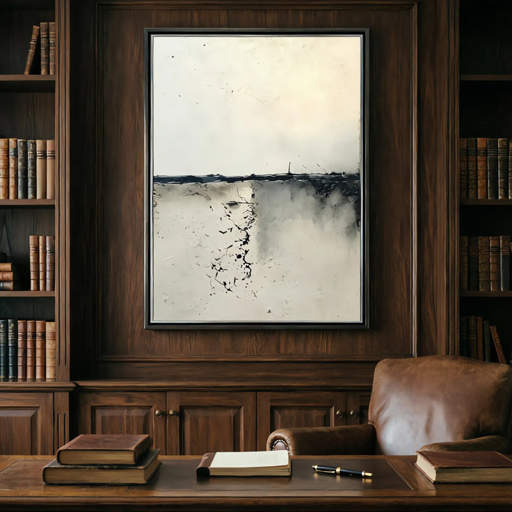 Ivory and Black Textured Abstract Wall Art for Modern Living Room #J3CQTDHF